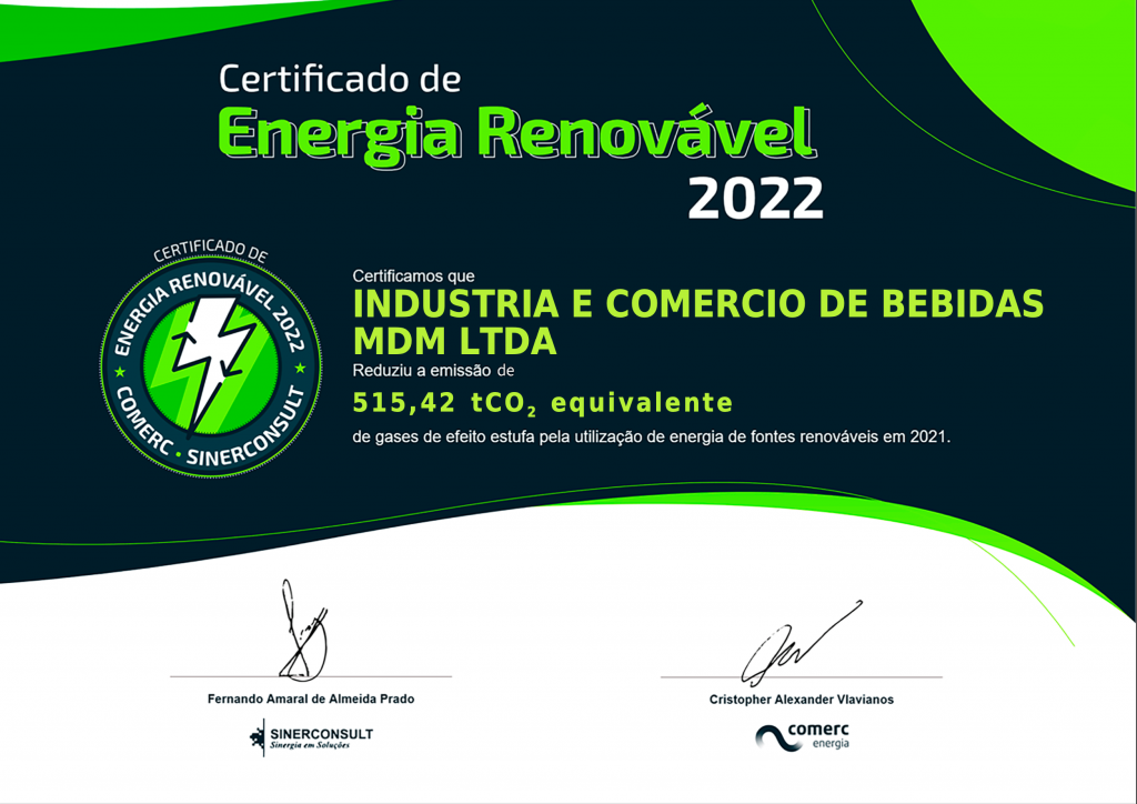 DYDYO RECEBE CERTIFICAÇÃO DE ENERGIA RENOVÁVEL